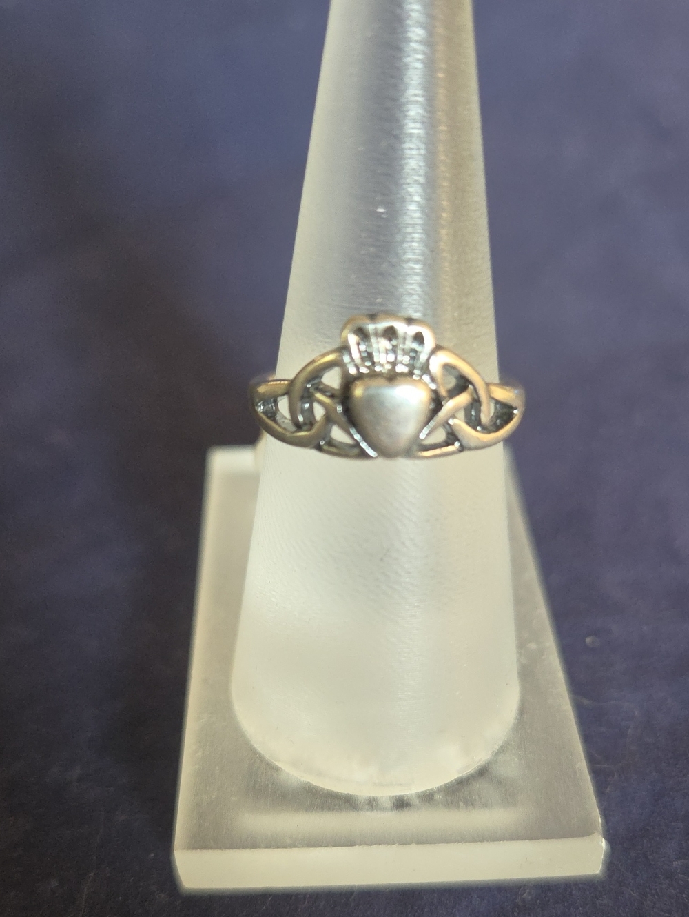 Sterling Silver Claddagh Heart Knot Ring - Silver